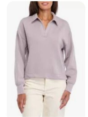 Magaschoni Collared V-Neck Pullover Sweater — Light Lavender